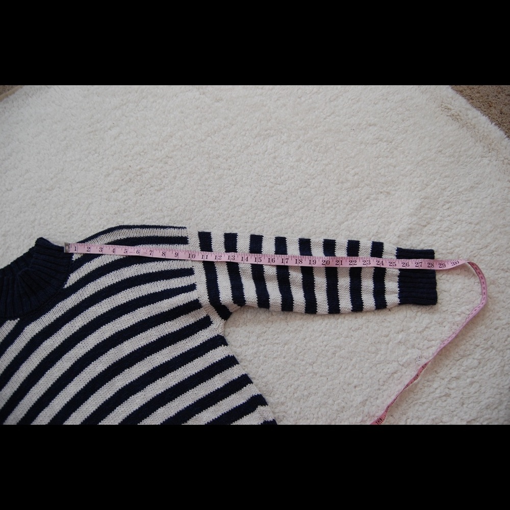 Eskander Striped mock neck linen sweater navy blue - Picture 4 of 5